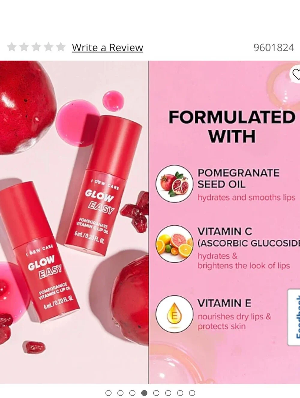 I Dew Care Glow Easy Pomegranate Vitamin C Lip Oil —